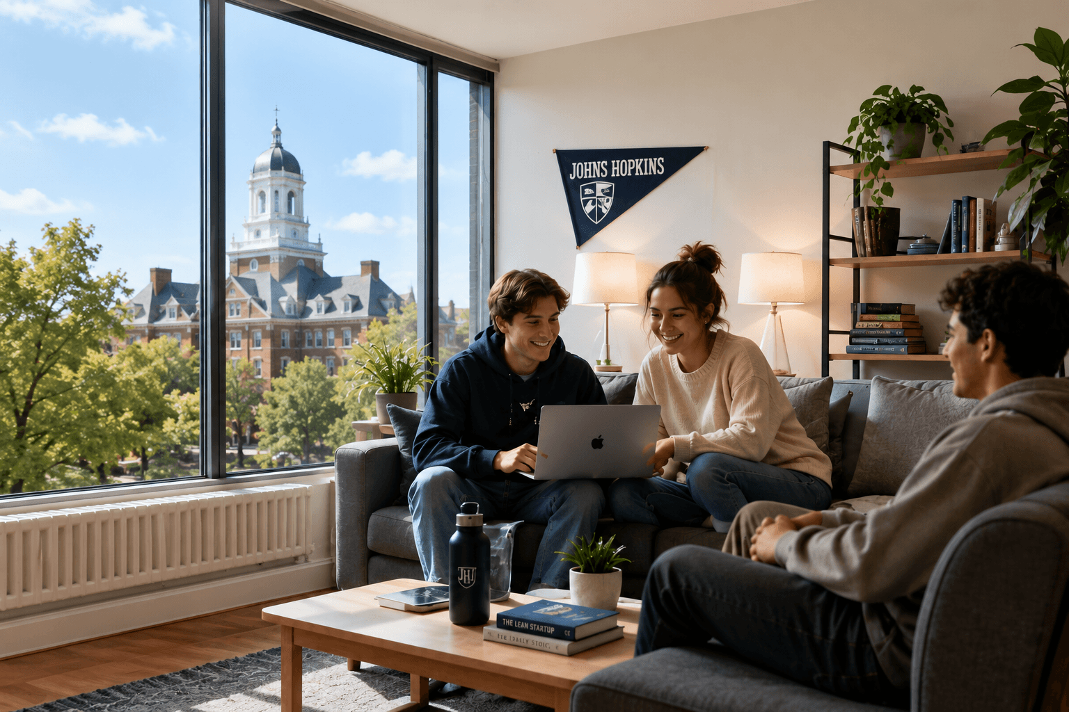 Students relaxing in a sublet near campus